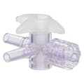 Locking Male Luer x Slip Male Luer x Slip Male Luer Gamma Stable Natural Polycarbonate Four-Way Luer Stopcock