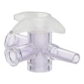 Slip Male Luer x Female Luer x Female Luer Gamma Stable Natural Polycarbonate Four-Way Luer Stopcock