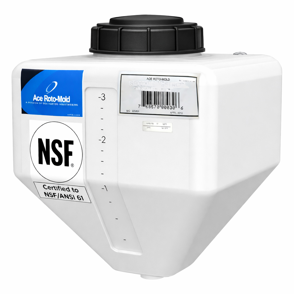 15 Gallon Natural LLDPE Square Rinse Tank with 7