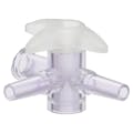 Slip Male Luer x Slip Male Luer x Female Luer Gamma Stable Natural Polycarbonate Four-Way Luer Stopcock
