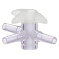 Slip Male Luer x Slip Male Luer x Slip Male Luer Gamma Stable Natural Polycarbonate Four-Way Luer Stopcock