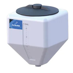 4 Gallon White HDPE Square Rinse Tank with 8" Lid & 1-1/4" Spinweld Fitting - 11" L x 11" W x 14" Hgt.