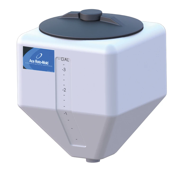 4 Gallon White HDPE Square Rinse Tank with 8" Lid & 1-1/4" Spinweld Fitting - 11" L x 11" W x 14" Hgt.