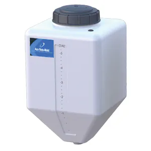 5 Gallon White HDPE Square Rinse Tank with 5" Lid & 1-1/4" Spinweld Fitting - 11" L x 11" W x 20" Hgt.