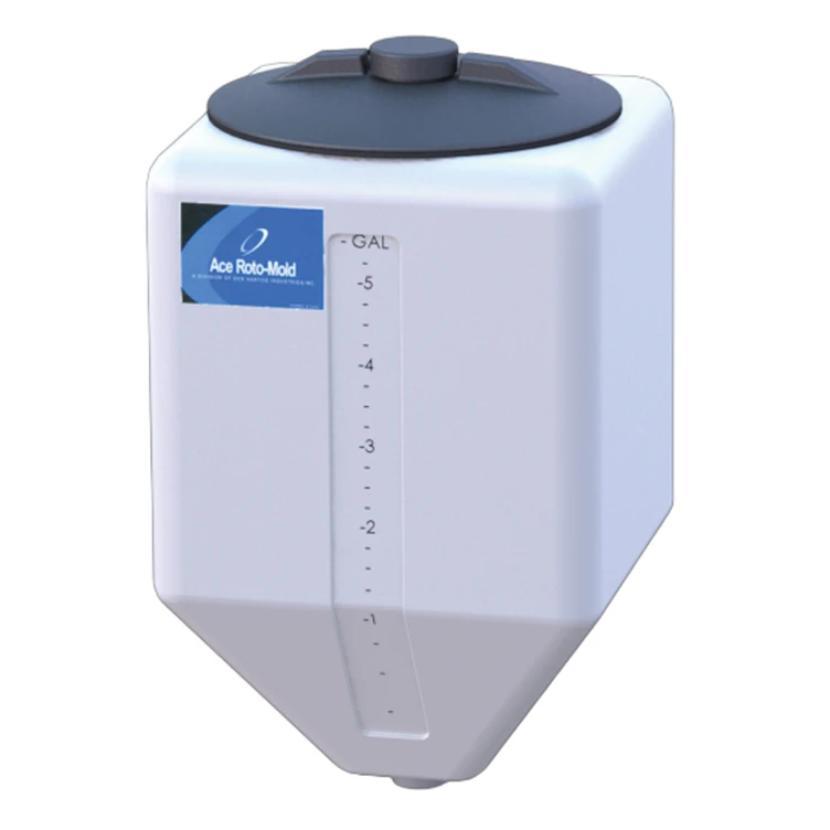 5 Gallon White HDPE Square Rinse Tank with 8" Lid & 1-1/4" Spinweld Fitting - 11" L x 11" W x 19" Hgt.