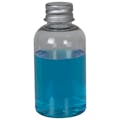 2 oz. Clear PET Squat Boston Round Bottle with 20/410 Brushed Silver Aluminum Cap with Foam Liner