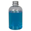 4 oz. Clear PET Squat Boston Round Bottle with 20/410 Brushed Silver Aluminum Cap with Foam Liner