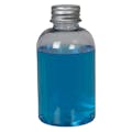 4 oz. Clear PET Squat Boston Round Bottle with 24/410 Brushed Silver Aluminum Cap with Foam Liner
