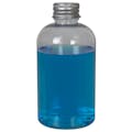 6 oz. Clear PET Squat Boston Round Bottle with 24/410 Brushed Silver Aluminum Cap with Foam Liner