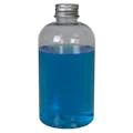 8 oz. Clear PET Squat Boston Round Bottle with 24/410 Brushed Silver Aluminum Cap with Foam Liner