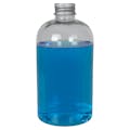 12 oz. Clear PET Squat Boston Round Bottle with 24/410 Brushed Silver Aluminum Cap with Foam Liner
