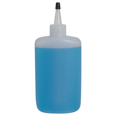 8 oz. Natural HDPE Oval Bottle with 24/410 Natural Yorker Dispensing Cap with Regular Black Tip