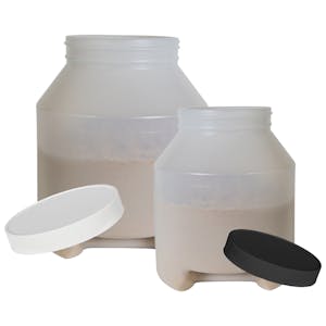 HDPE Round Wide Mouth Jars with Bottom Handle Grips & Plain Caps