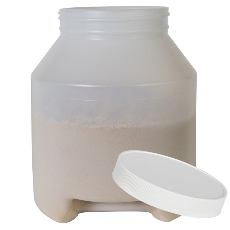 1 Gallon Natural HDPE Round Wide Mouth Jar with Bottom Handle Grip & 100/400 White Ribbed Cap with F217 Liner
