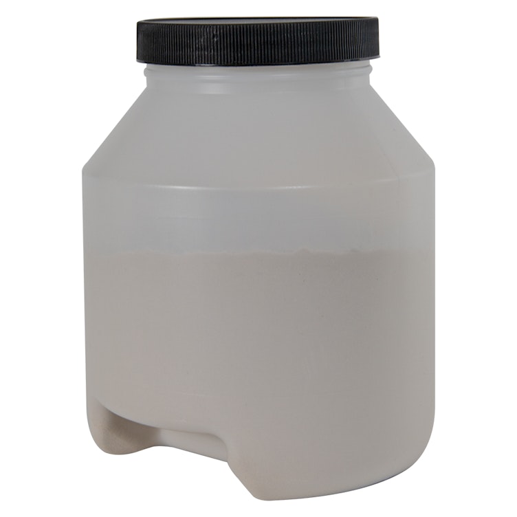 1/2 Gallon Natural HDPE Round Wide Mouth Jar with Bottom Handle Grip & 100/400 Black Ribbed Cap with F217 Liner