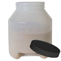 1/2 Gallon Natural HDPE Round Wide Mouth Jar with Bottom Handle Grip & 100/400 Black Ribbed Cap with F217 Liner