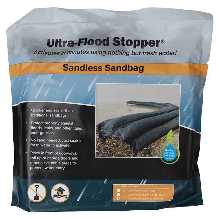 12" W x 24" L Black Ultra-Flood Stopper® Sandless Sandbags - Package of 6