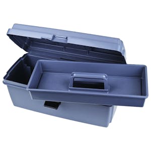 Gray Utility Toolbox with Lift Out Tray - 16-5/8" L x 14-1/2" W x 7-1/8" Hgt.