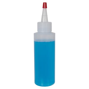 4 oz. Natural LDPE Cylindrical Bottle with 24/410 Natural Yorker Dispensing Cap with Regular Red Tip