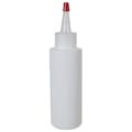 4 oz. White LDPE Cylindrical Bottle with 24/410 Natural Yorker Dispensing Cap with Regular Red Tip