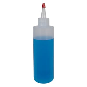 8 oz. Natural LDPE Cylindrical Bottle with 24/410 Natural Yorker Dispensing Cap with Regular Red Tip