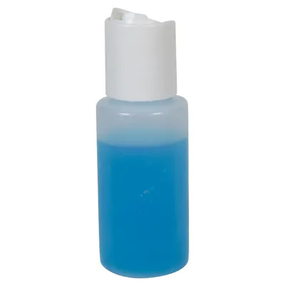 1 oz. Natural HDPE Cylindrical Sample Bottle with 20/410 White Disc-Top Dispensing Cap