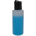 2 oz. Natural HDPE Cylindrical Sample Bottle with 20/410 Black Disc-Top Dispensing Cap