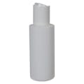 2 oz. White HDPE Cylindrical Sample Bottle with 20/410 White Disc-Top Dispensing Cap