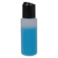 2 oz. Natural HDPE Cylindrical Sample Bottle with 24/410 Black Disc-Top Dispensing Cap