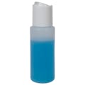 2 oz. Natural HDPE Cylindrical Sample Bottle with 24/410 White Disc-Top Dispensing Cap