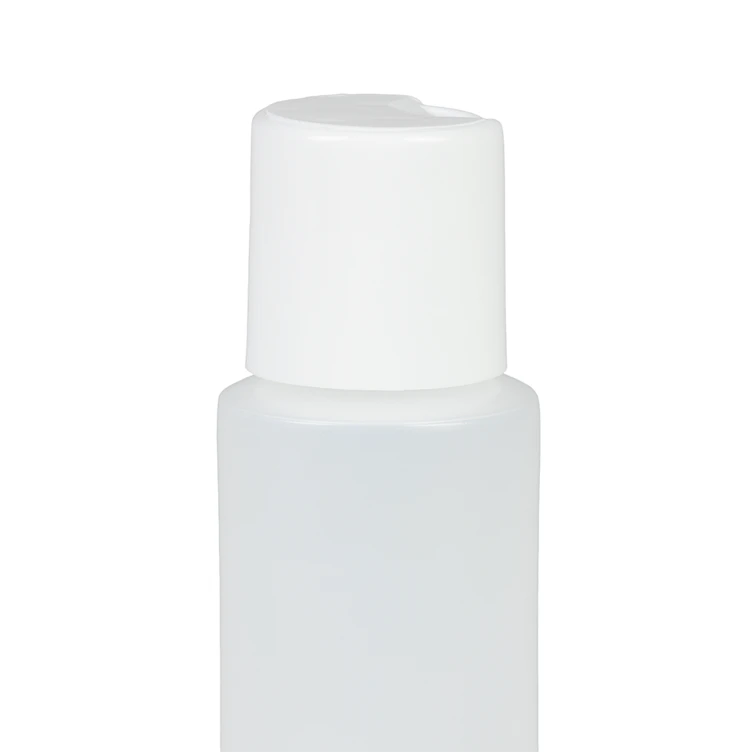 2 oz. Natural HDPE Cylindrical Sample Bottle with 24/410 White Disc-Top Dispensing Cap