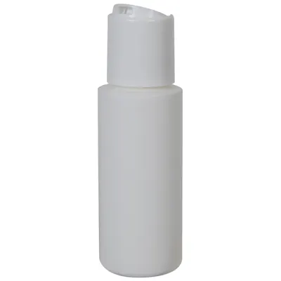 2 oz. White HDPE Cylindrical Sample Bottle with 24/410 White Disc-Top Dispensing Cap