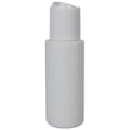 2 oz. White HDPE Cylindrical Sample Bottle with 24/410 White Disc-Top Dispensing Cap