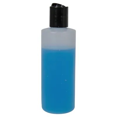 4 oz. Natural HDPE Cylindrical Sample Bottle with 20/410 Black Disc-Top Dispensing Cap