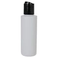 4 oz. Natural HDPE Cylindrical Sample Bottle with 24/410 Black Disc-Top Dispensing Cap