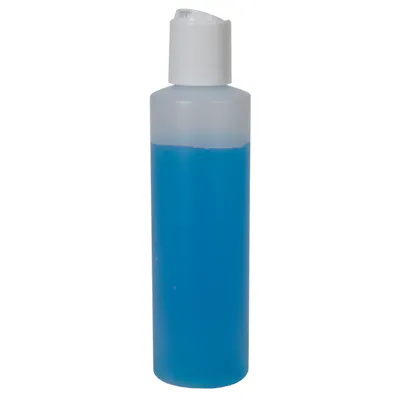 4 oz. White HDPE Cylindrical Sample Bottle with 24/410 White Disc-Top Dispensing Cap