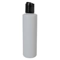 6 oz. Natural HDPE Cylindrical Sample Bottle with 24/410 Black Disc-Top Dispensing Cap