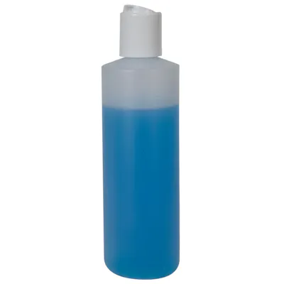 6 oz. Natural HDPE Cylindrical Sample Bottle with 24/410 White Disc-Top Dispensing Cap