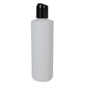 8 oz. Natural HDPE Cylindrical Sample Bottle with 24/410 Black Disc-Top Dispensing Cap