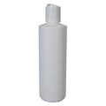 8 oz. Natural HDPE Cylindrical Sample Bottle with 24/410 White Disc-Top Dispensing Cap