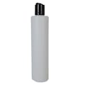 8 oz. White HDPE Cylindrical Sample Bottle with 24/410 Black Disc-Top Dispensing Cap