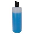 10 oz. White HDPE Cylindrical Sample Bottle with 24/410 Black Disc-Top Dispensing Cap