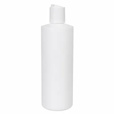 10 oz. White HDPE Cylindrical Sample Bottle with 24/410 White Disc-Top Dispensing Cap