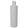 12 oz. Natural HDPE Cylindrical Sample Bottle with 24/410 White Disc-Top Dispensing Cap
