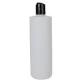 16 oz. Natural HDPE Cylindrical Sample Bottle with 24/410 Black Disc-Top Dispensing Cap