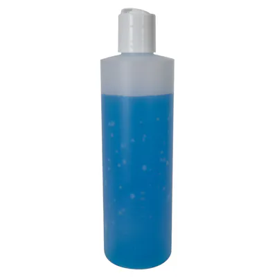 16 oz. Natural HDPE Cylindrical Sample Bottle with 24/410 White Disc-Top Dispensing Cap