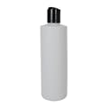 16 oz. Natural HDPE Flame-Treated Cylindrical Sample Bottle with 28/410 Black Disc-Top Dispensing Cap