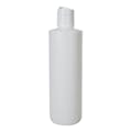 16 oz. Natural HDPE Flame-Treated Cylindrical Sample Bottle with 28/410 White Disc-Top Dispensing Cap