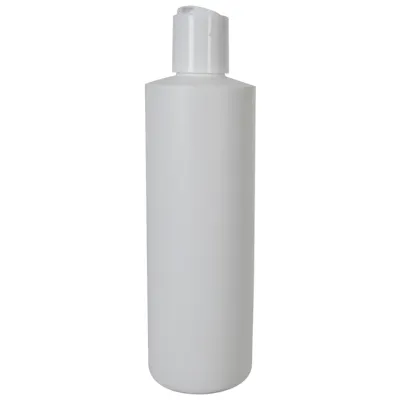 16 oz. White HDPE Cylindrical Sample Bottle with 28/410 White Disc-Top Dispensing Cap