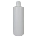 32 oz. White HDPE Cylindrical Sample Bottle with 28/410 White Disc-Top Dispensing Cap